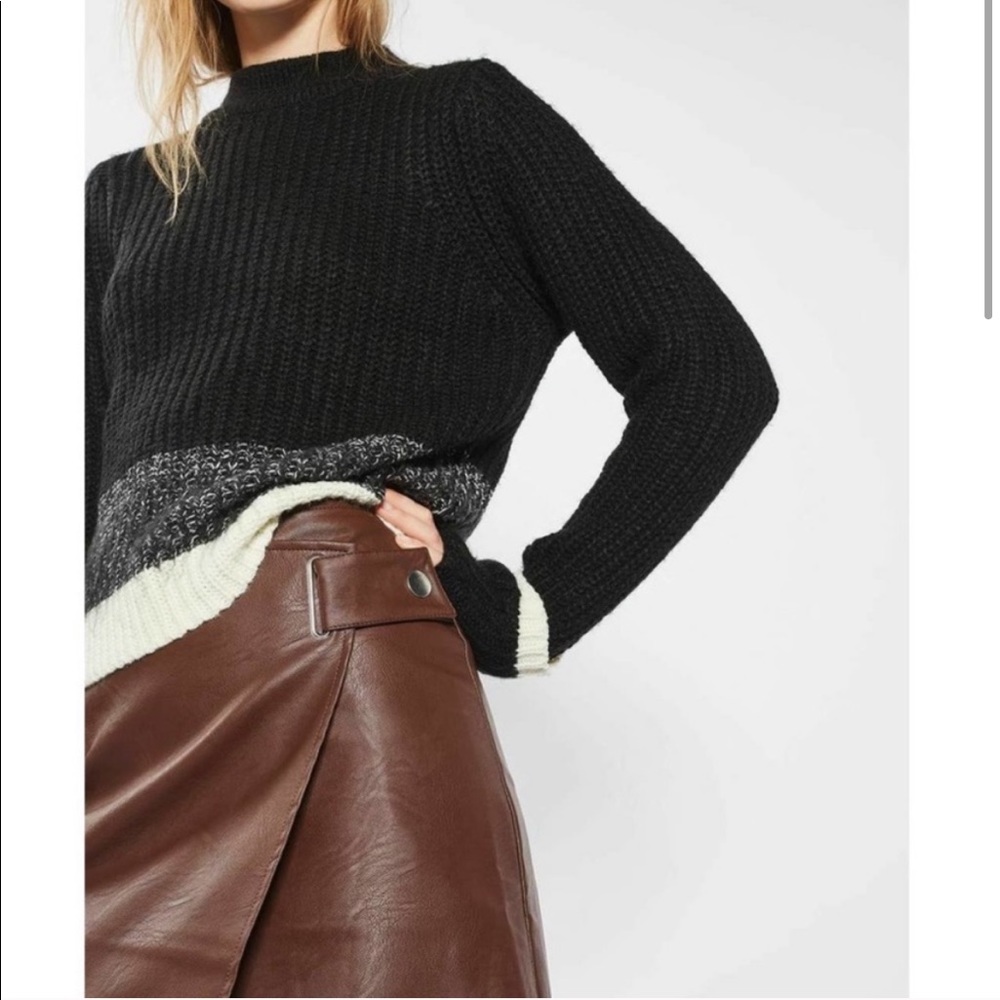 Topshop Faux Leather Wrap Midi Skirt